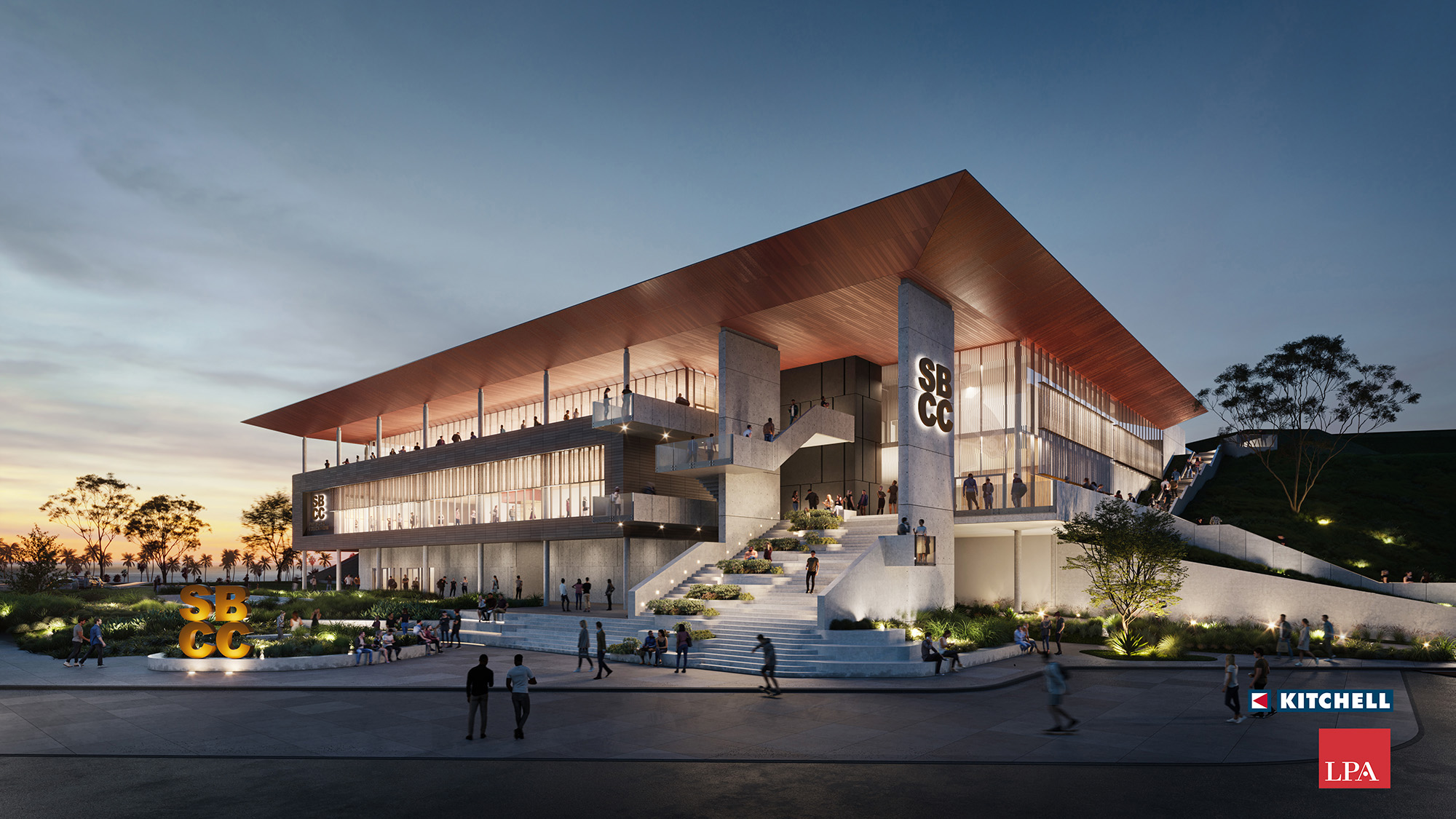 New Physical Education (PE) building render - night view